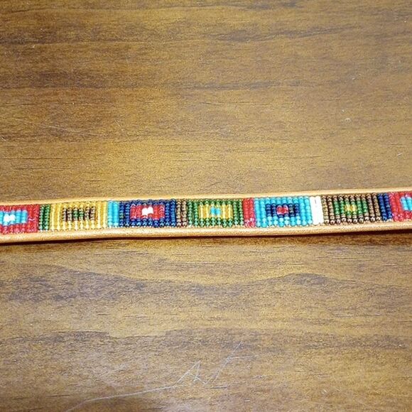 Brighton Skinny Beaded Leather Belt, Size M/32 - Vintage! main image 7